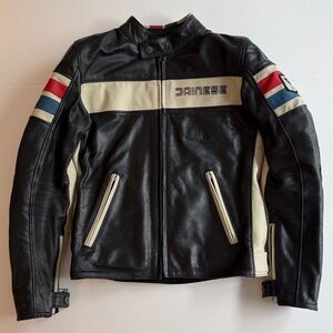 Dainese HF Di Leather Motorcycle Jacket Men 44 S Pro-Armor Black Moto Bikercore